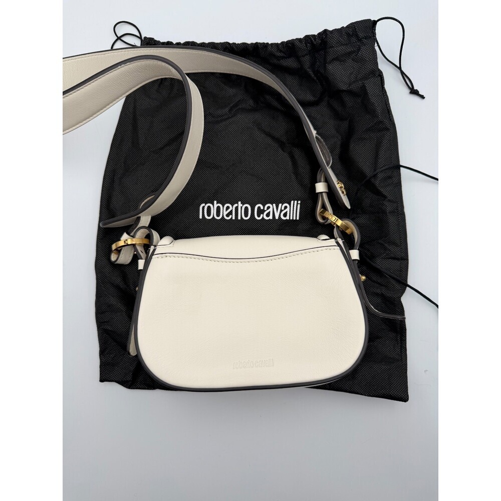 Vintage Roberto Cavalli Fang Bang Shoulder Bag Womens White Small Saddle Luxury - Picture 4 of 12